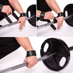 Padded Leather Lifting Straps, black